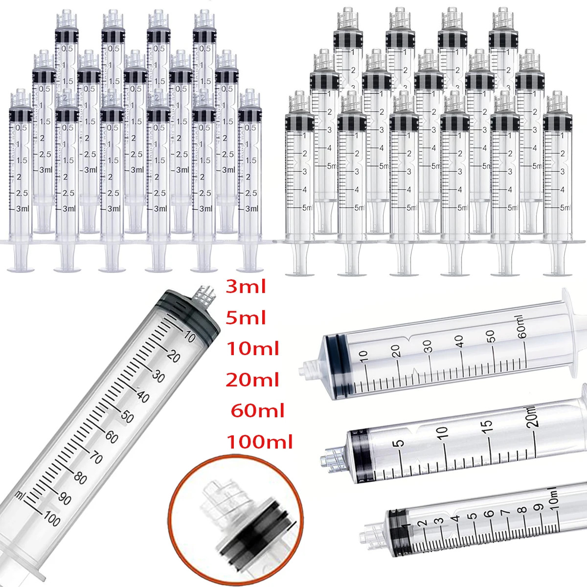 2/5 Uds. Jeringas Luer Lock 3ml 5ml 10ml 20ml 30ml 50ml 100ml jeringa de plástico hidropónico herramientas de jeringa nutritiva muestra