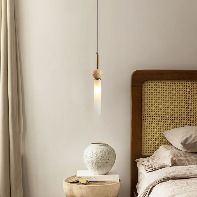 Nordic moderno casa soggiorno Lampadario a LED bancone bar camera da letto in famiglia balcone semplice lampadario in pietra gialla con grotta