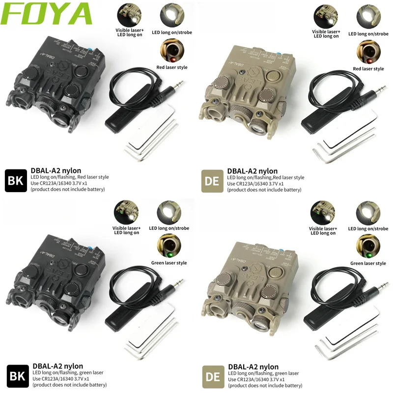 

Тактический лазерный фонарь для винтовки, комбинированный красный, зеленый луч с белым фонариком для охотничьего прицеливания в стиле DBAL A2 PEQ, уличное снаряжение