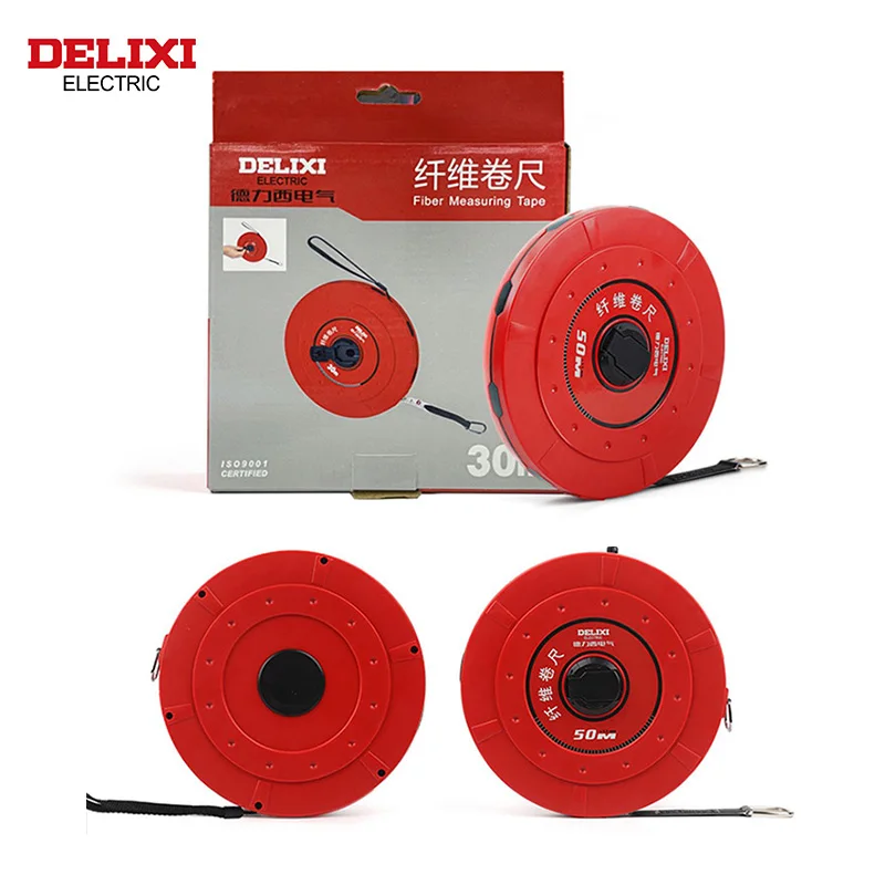 DELIXI ELECTRIC Tape Measure， 30M High Quality Fiberglass Double Sided Printing Measuring Tool,for Engineering Land Surveying