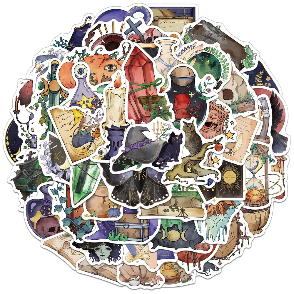 10/30/50 Stück Retro Aquarell Hexe Graffiti Aufkleber Halloween Cartoon Aufkleber Motorrad Telefon Koffer Wasserdicht Aufkleber Pack