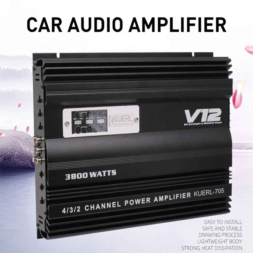 

Car Audio Amplifier RMS 4*80W 4 Channel Digital Car Power Amplifier 12V High Power Audio Stereo Subwoofer Car Audio Modification
