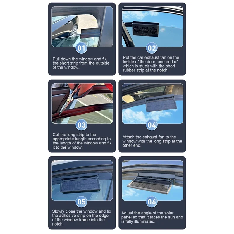 

Solar Powered Car Radiator Cooling Fan Auto Ventilation Fan With 3 Air Outlets USB Powered Car Window Air Vent Fan