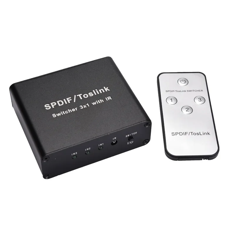 3 In 1 Out Switcher Support Lpcm2.0/Dts/Dolby Ac3 Audio Format 3X1 Switcher with Remote Control for Toslink Signal Receiving