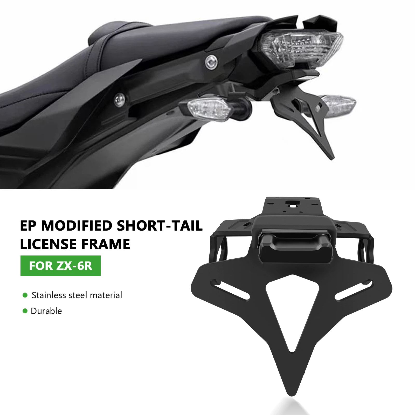 

Для ZX-6R ZX6R zx6r 2024, задний короткий хвостовой номерной знак мотоцикла со светодиодной подсветкой, аккуратный держатель номерного знака мотоцикла