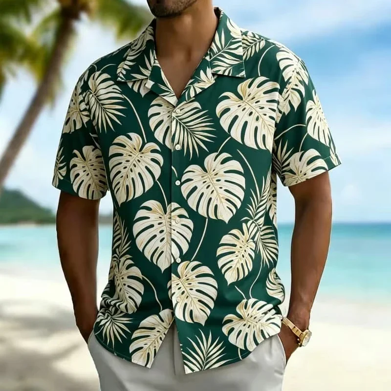 Hawaiian Men's Shirt Colorful 3d Print Plants Flower Summer Fashion Short Sleeves Cool Street Button Lapel Blouse Tops Clothing