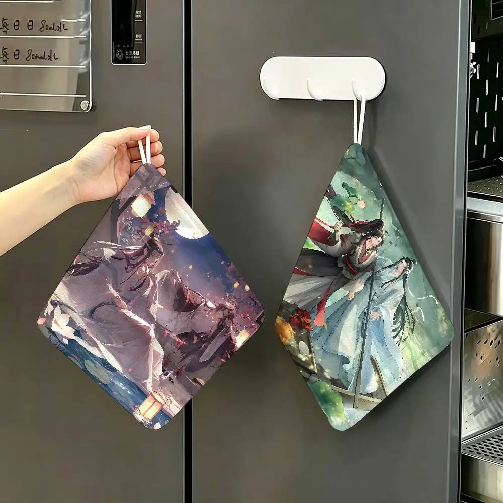 Anime Grandmaster Mo Dao Zu Shi Hanging Kitchen Towel, Polyester Cotton Fabric, Absorbent Hand Wiping Towel for Home Dormitory