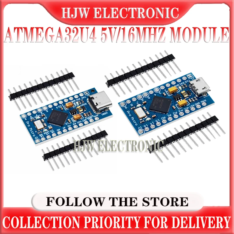 New Pro Micro for arduino ATmega32U4 5V/16MHz Module with 2 row pin header For Leonardo in stock . best quality