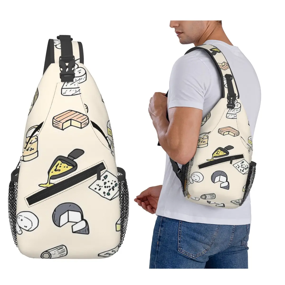 

Нагрудная сумка с узором сыра, мужской рюкзак через плечо, нагрудная сумка, дорожный походный рюкзак, сумка на плечо