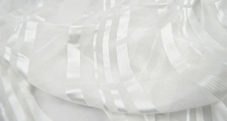 White Striped Silk Satin Stripe Fabric Thin Translucent Soft Dress Shirt Fabric Fabric