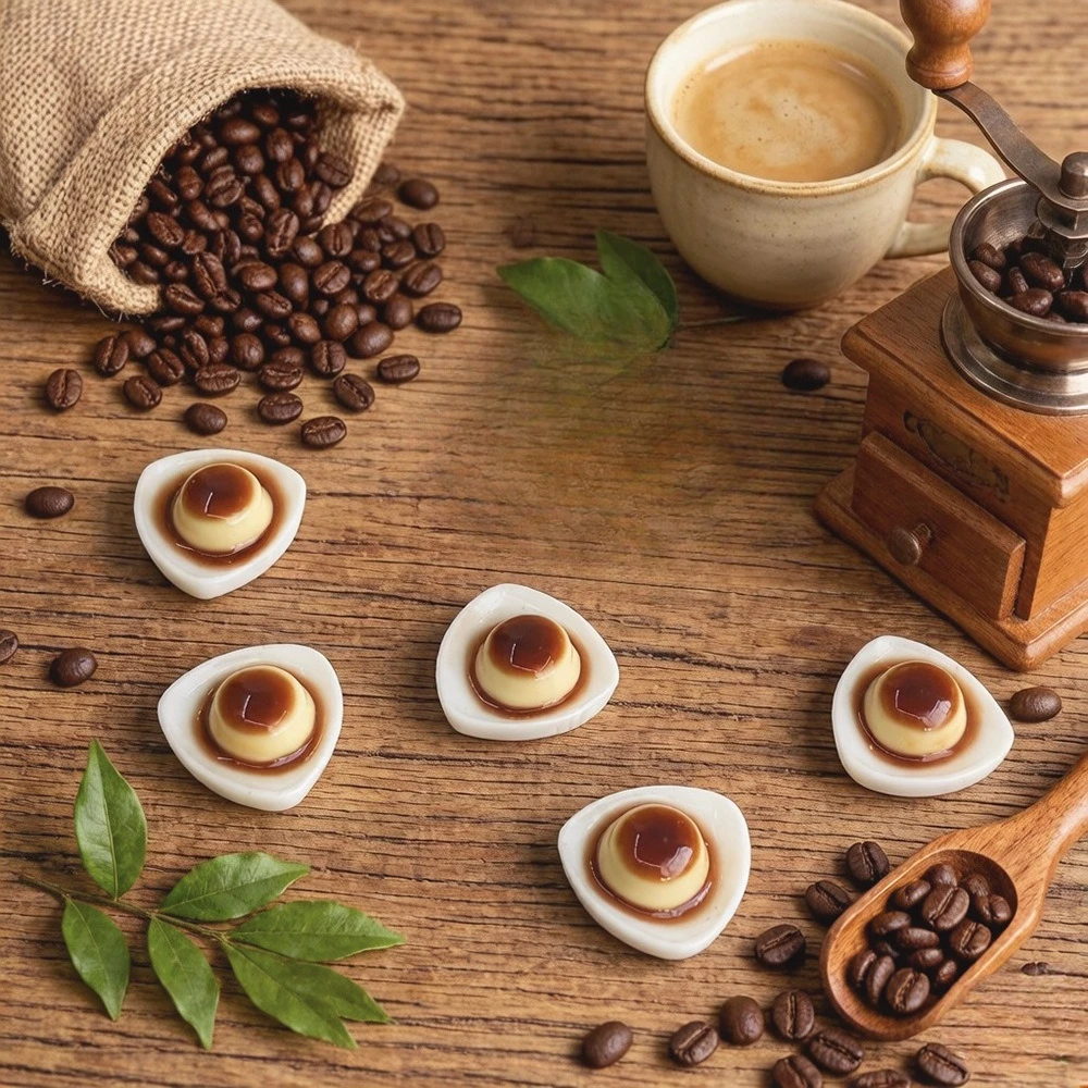 10pcs Mini Caramel Pudding Dessert Fake Pudding Food Model Realistic Miniature Resin Dollhouse DIY