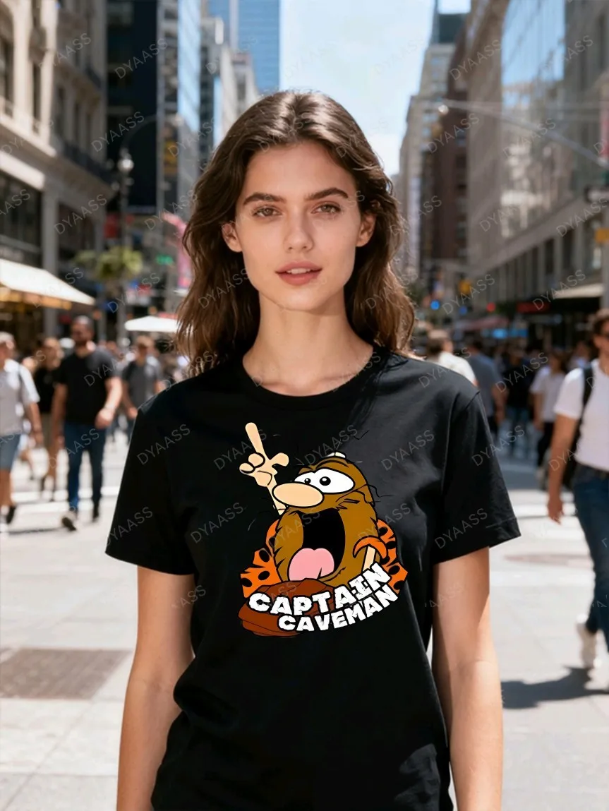 هانا باربيرا مضحك الكابتن الكهف رجل الكهف 1980s الكرتون المطبوعة أعلى الرجال والنساء قصيرة الأكمام