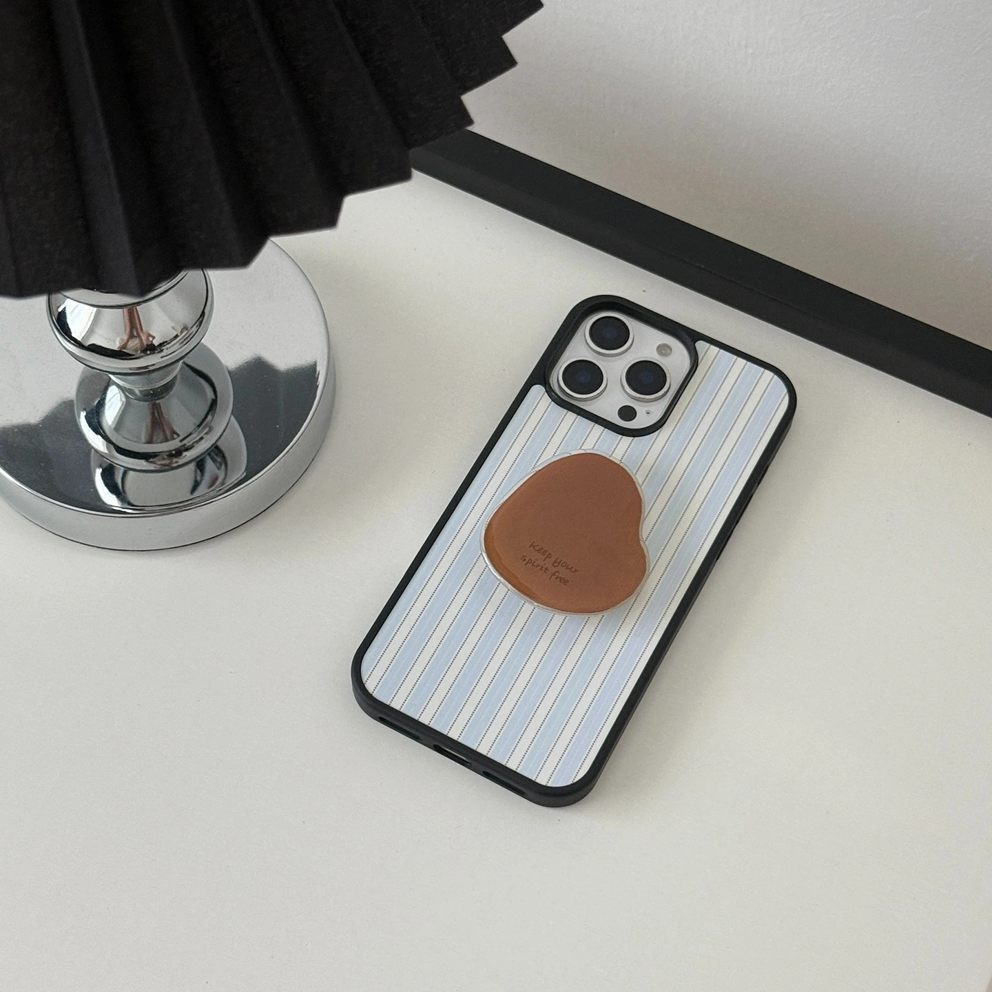 

Корейский полосатый синий чехол для телефона IPhone 17 PROMAX 16 Pro 15 Plus 14 13 17Air INS Y2K, противоударный чехол с держателем для кофейных зерен