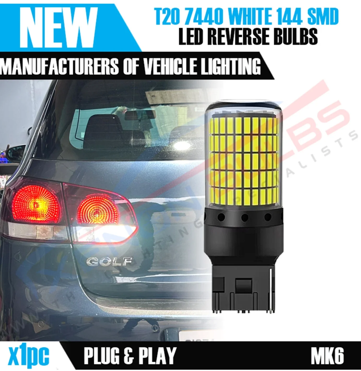 

2X T20 7440 LED 144SMD Светодиодная лампа для указателей поворота и заднего хода W21W
