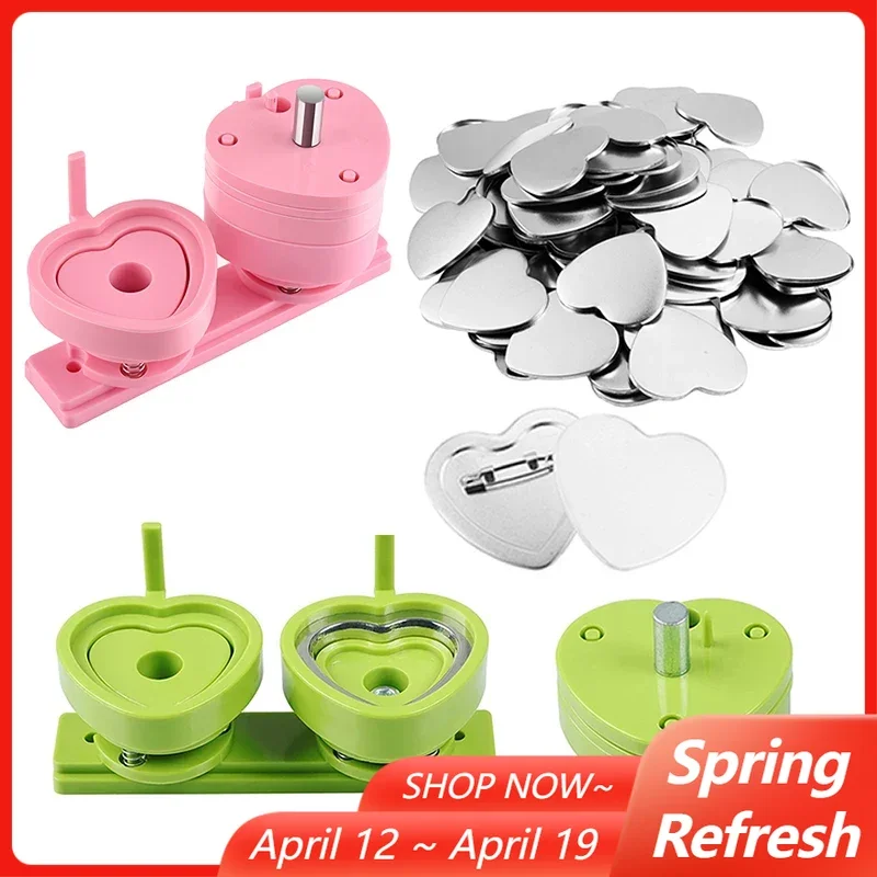 

Heart Shape 57mm Badge Pin Button Maker Die Mold Button Making Badge Punch Press Machine Mould DIY Badge Maker Dies Molds