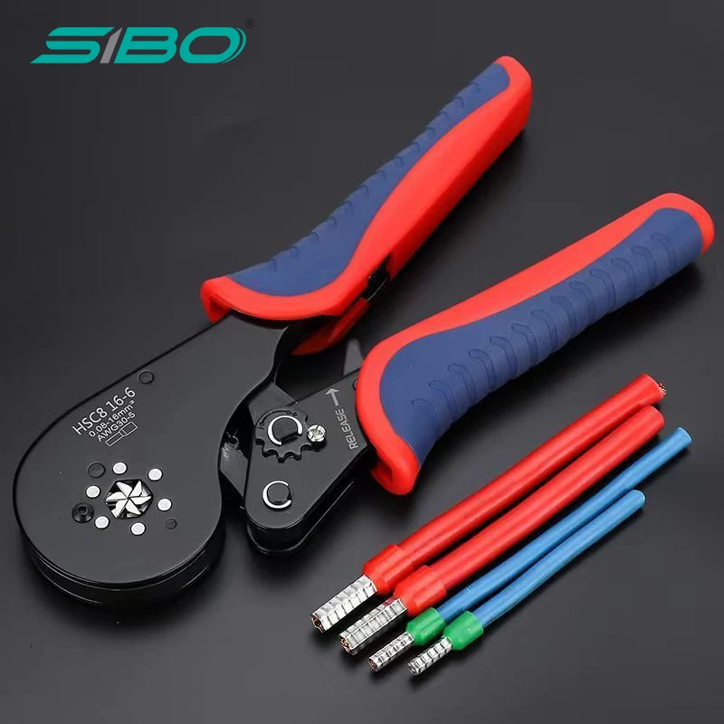 Ferramenta de friso de virolas 16-6 mangas de extremidade de fio tubular alicate de terminais de tamanho grande catraca crimper elétrica 0.08-16mm2 AWG30-5