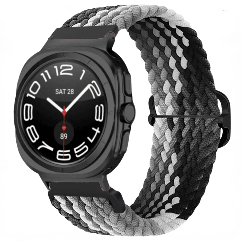 Nylon-Schlaufenarmband für Samsung Galaxy Watch Ultra 47 mm, sportliches geflochtenes, atmungsaktives Ersatzarmband für Galaxy Watch Ultra Band