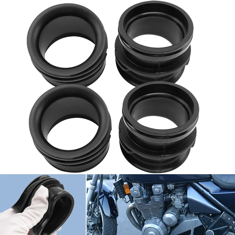

For Kawasaki ZL 600 ZR 550 ZR 750 Zephyr 4 Pcs Motorcycle Carburetor Joint Air Cleaner Intake Airbox Rubber Boots Black