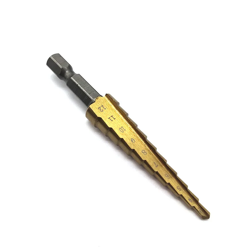 3-12 10 Step Hexagonal Handle Titanium Plated Step Drill High Quality Metal Hole Drilling Rig