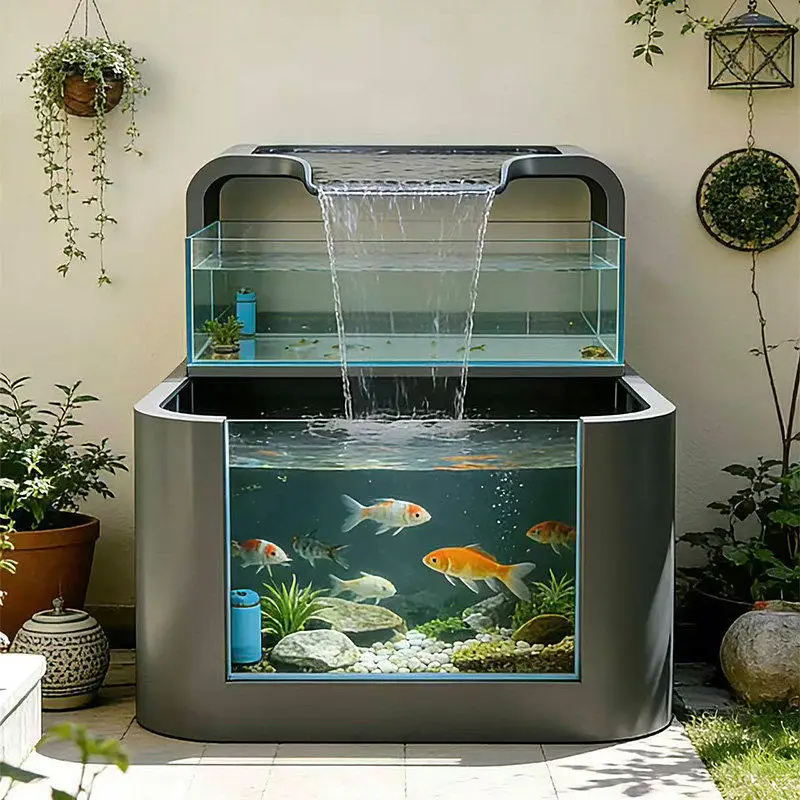 Stainless steel flowing water landscape fish pond courtyard circulation spring water pool ornament outdoor