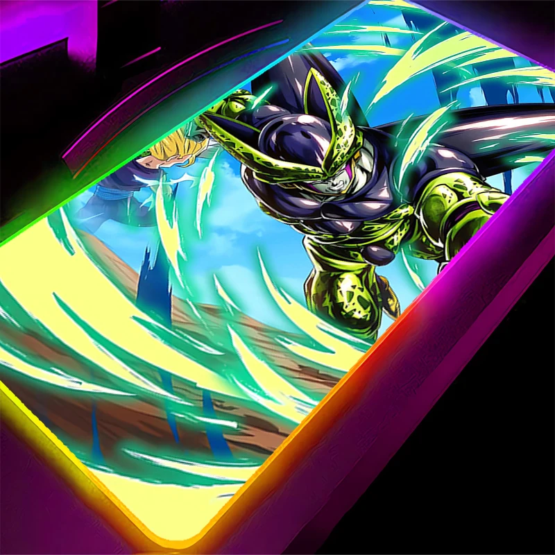 

Светодиодный коврик для мыши DBZ Dragon Ball Cell, аниме-геймер, резиновый компьютерный коврик для мыши RGB, игровые аксессуары, подсветка клавиатуры планшета Varmilo