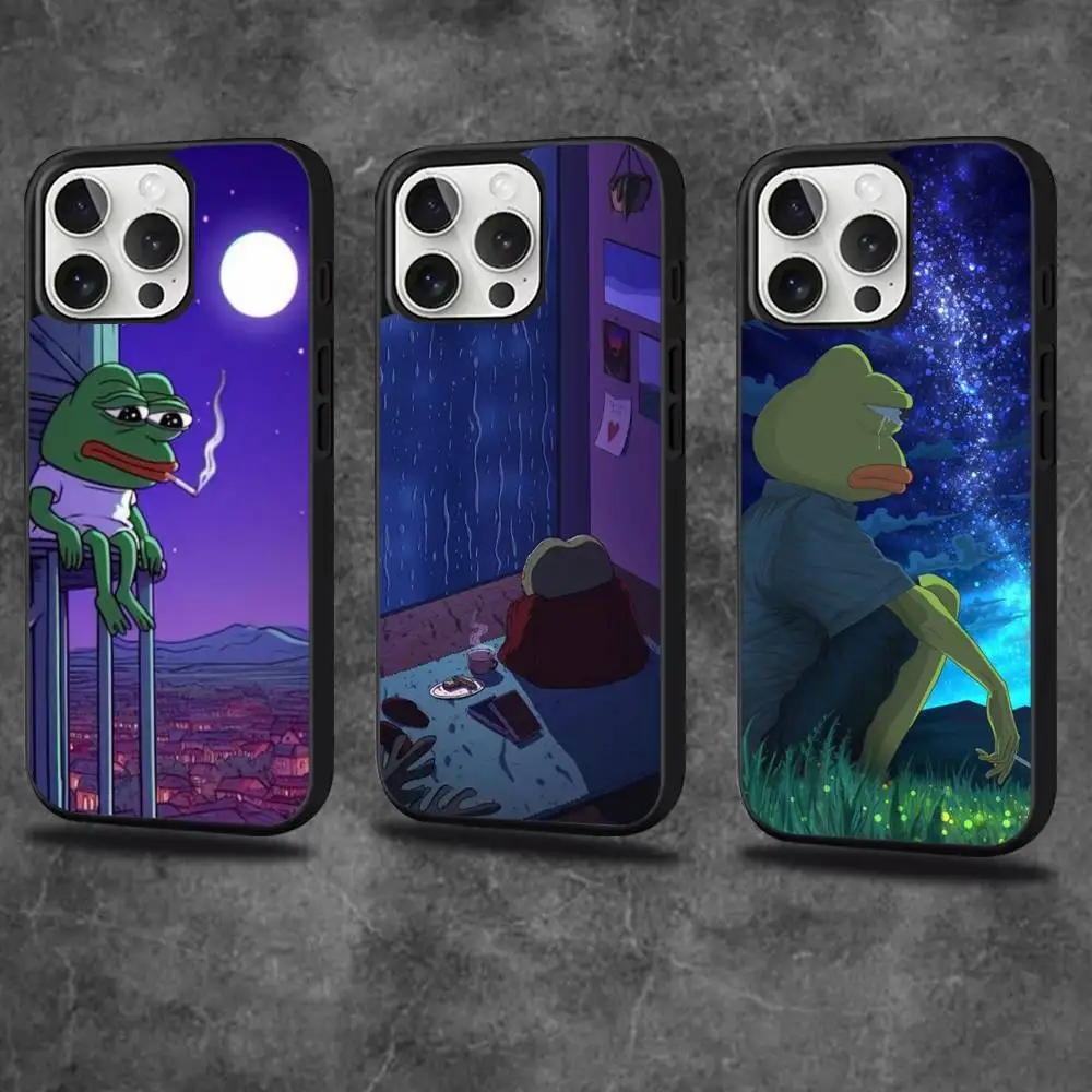 

Funny P-Pepe Frog Sad Phone Case For iPhone 17,16,15,14,13,12,11,Pro,Max,Plus,Mini,SE4,E Magnetic Magsafe Wireless Charging