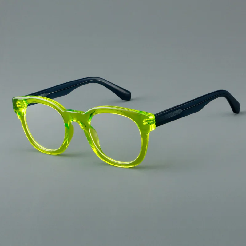 Personality Cat-eye Frames for Men and Women High Quality Vintage Hand-made Acetate Green Optical Reading Fashion Eyewear