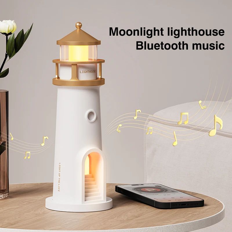 Moonlight Lighthouse Projection Leb Night Light Moon Projection Lighthouse Bluetooth Speaker Body Induction Sleeping Night Light