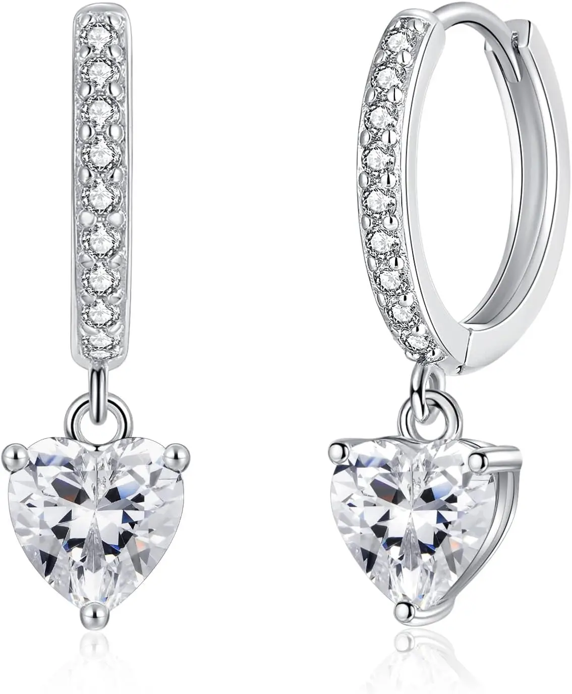 

925 Sterling Silver Teardrop Heart Cross Hoop Earrings for Women, Hypoallergenic Dangle Drop Earrings
