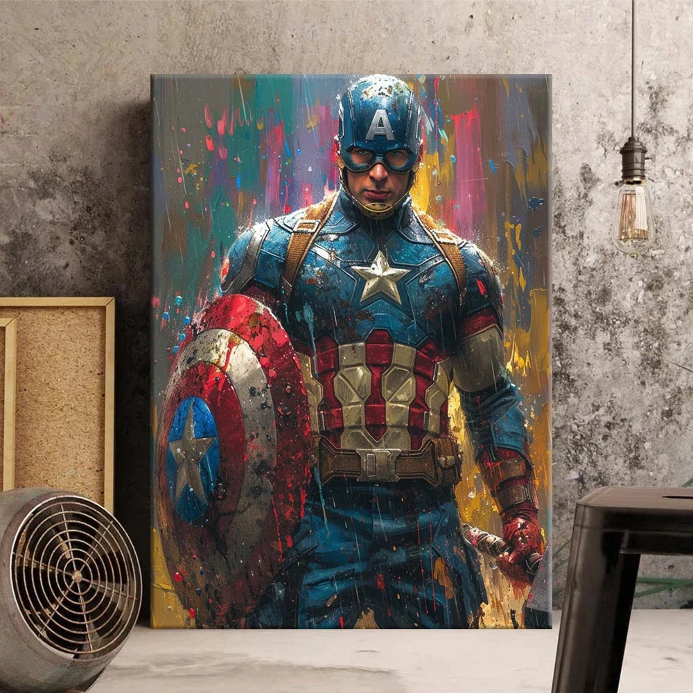 FramelessMarvel Avengers Poster Heroes Canvas Wall Art Print Spider-Man Captain America Hulk Art Mural Home Decor Birthday Chris - view 2