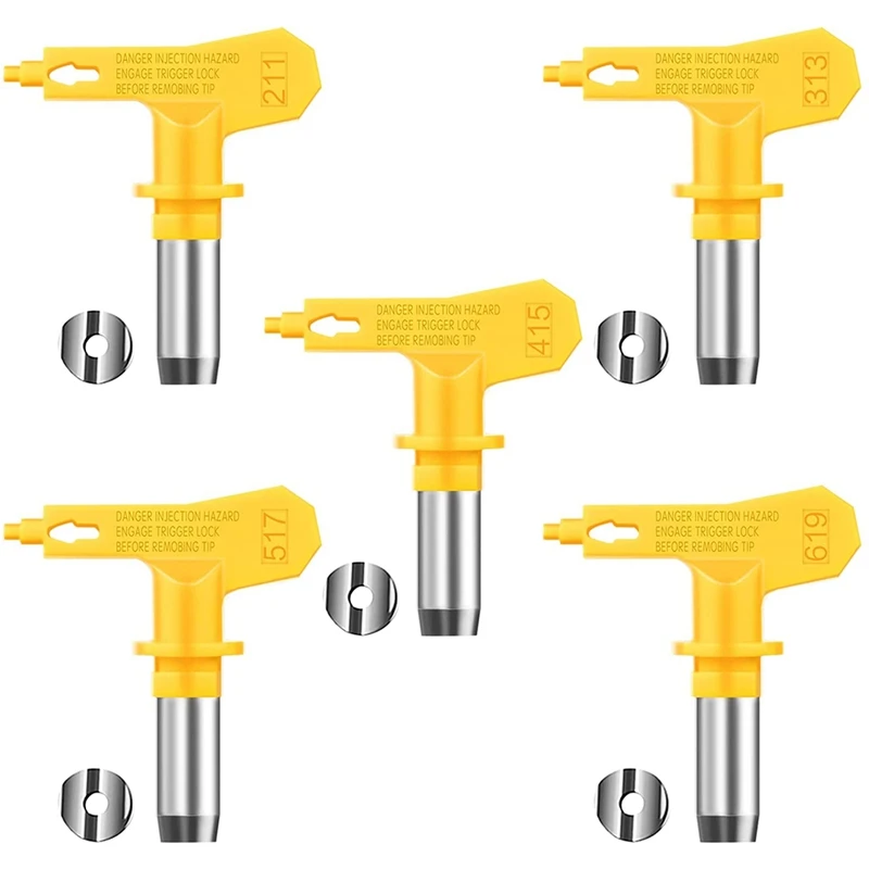 5Pcs Reversible Airless Tips Airless Paint Tips Sprayer Nozzle Spraying Machine Parts(211 313 415 517 619)-ABLL
