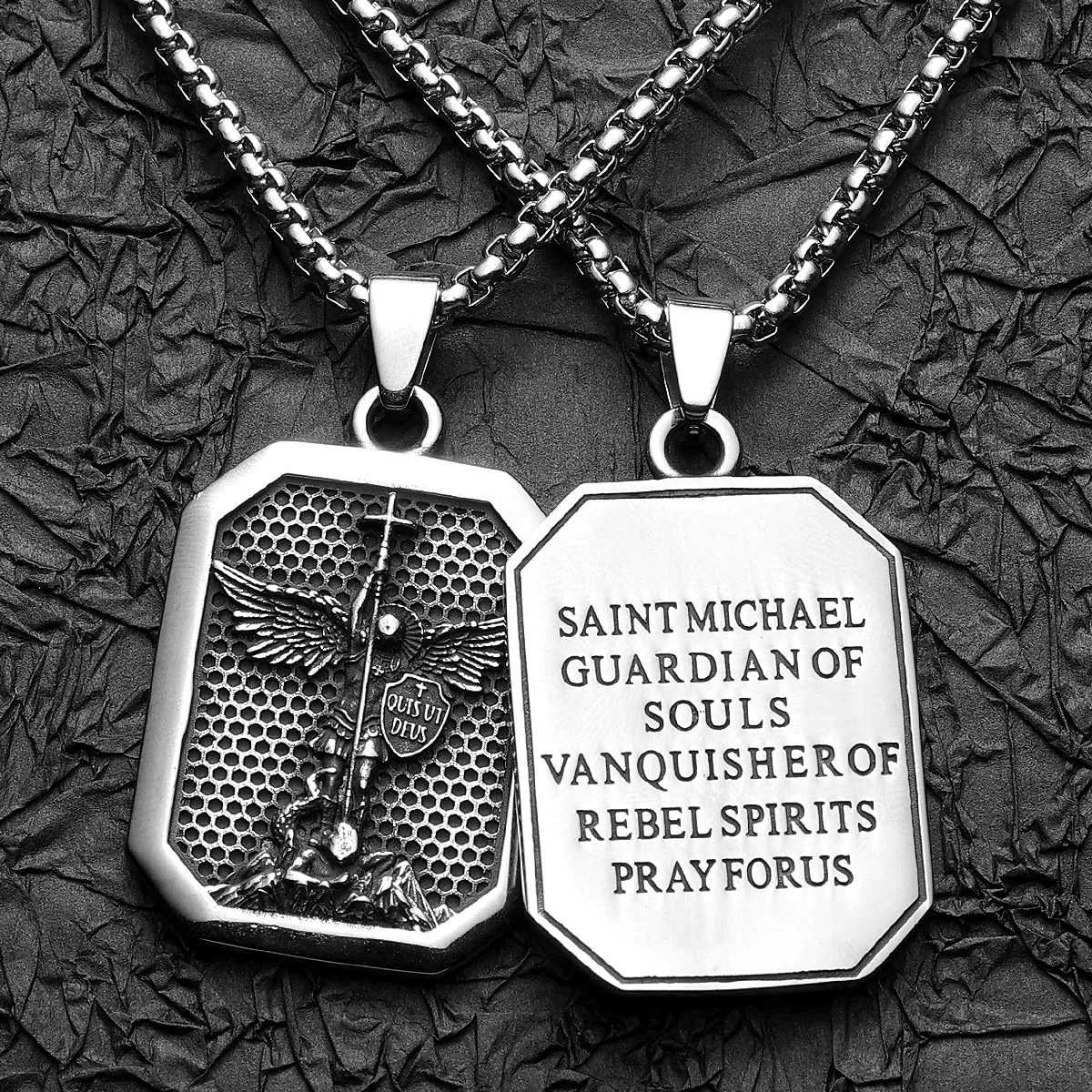 

Archangel St.Michael Stainless Steel Men Necklaces Pendant Chain Powerful Amulet Vintage Cool For Women Jewelry Gifts Wholesale