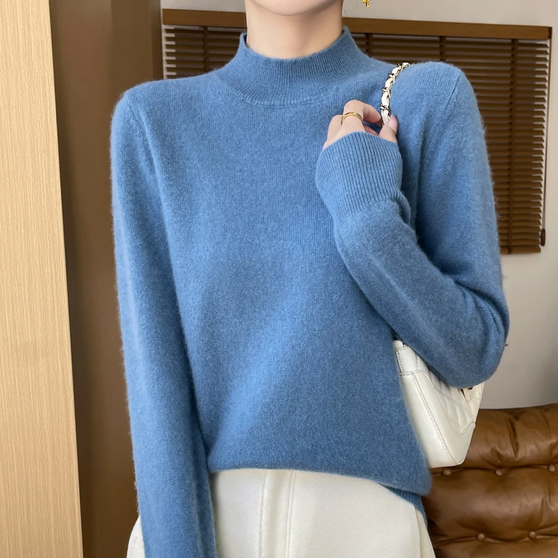 DjzDsm 100% lana Merino Cashmere maglione mezzo dolcevita da donna Pullover autunno e inverno nuova moda lavorato a maglia caldo Top Basic