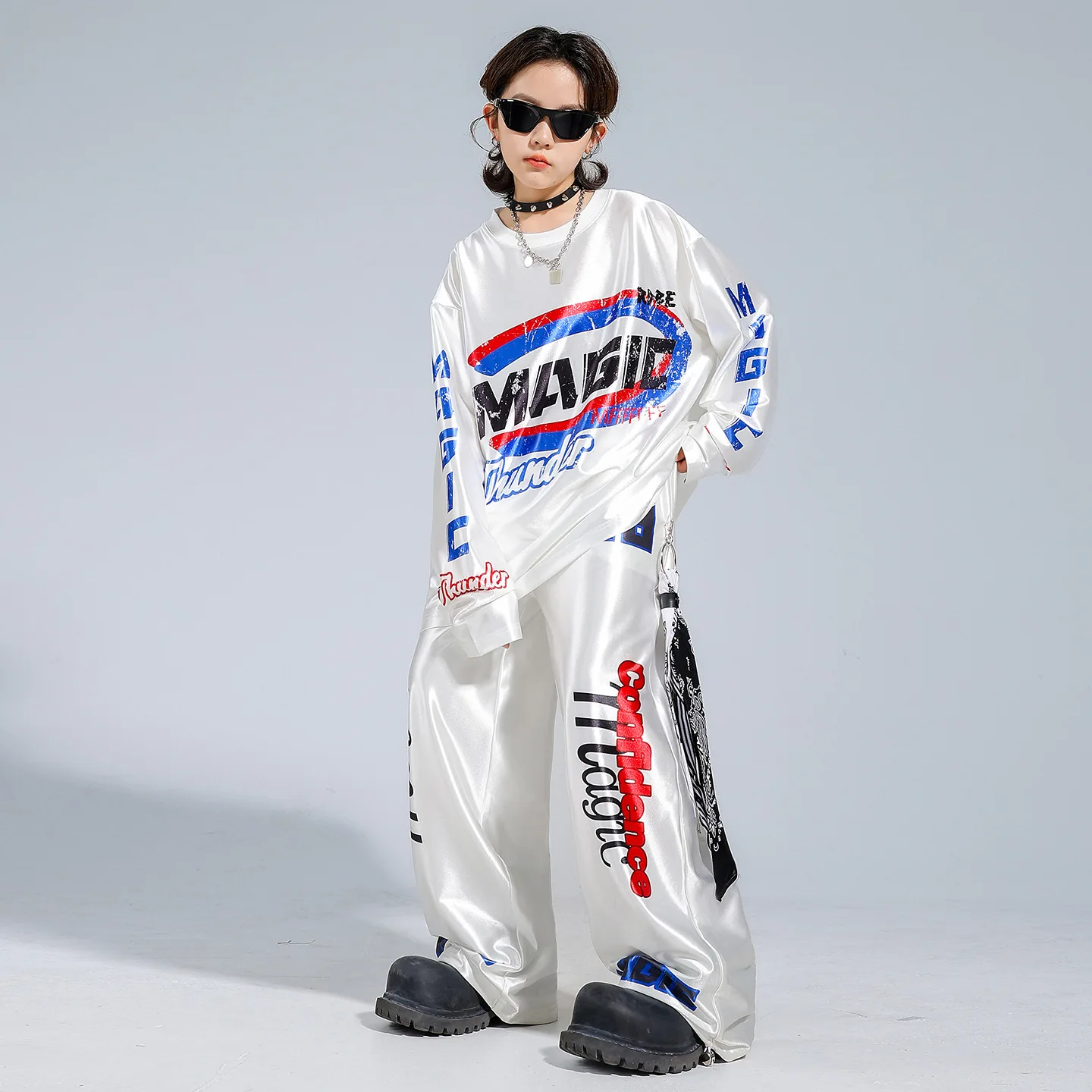 Boys Jazz Dance Performance Costumes Loose Sweatshirt Baggy Pants Cool Kpop Outfits Group Modern Hip Hop Street Dance Clothing