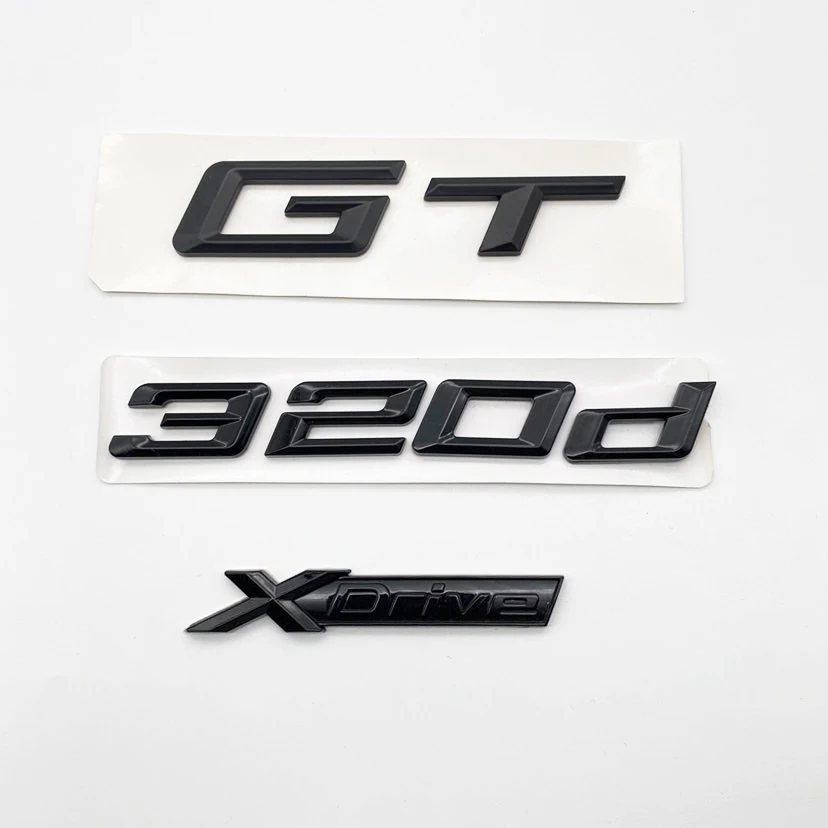 New Font GT 320d XDrive ABS Numbers Letters Emblem for BMW 3 Series E90 E46 F30 Car Trunk Logo Sticker