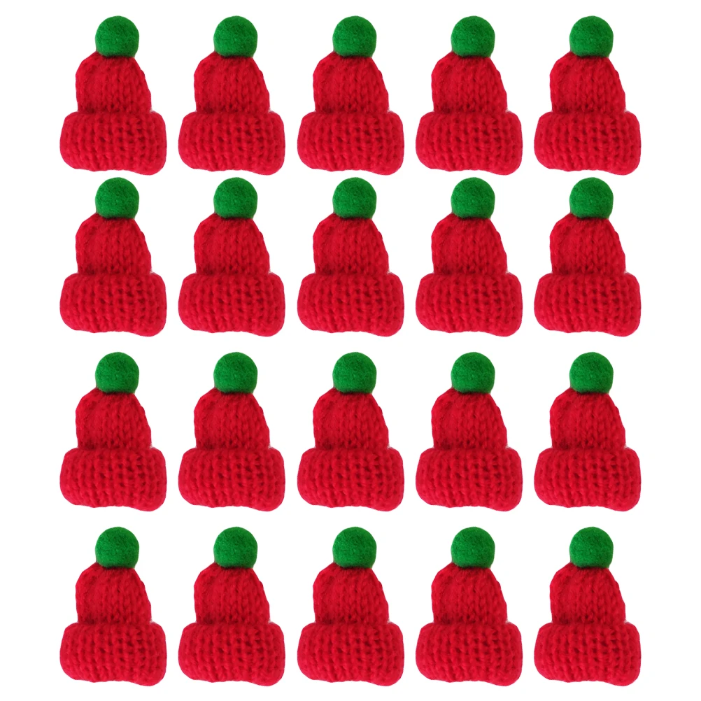 

20 Pcs Mini Santa Hat Hats Assorted Christmas Ornaments for s Lollipop Xmas Knitted Knitting Wool Claus Child