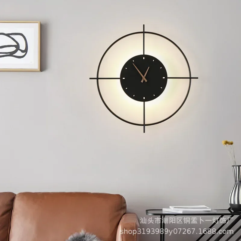 

LED Wall Lamp With Clock Nordic Luxury Simple and Modern For Hotel Bedside Living Room Creative Light Fixture