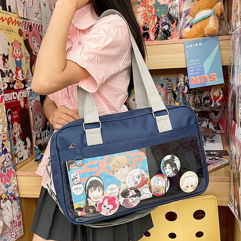 

Transparent Blue Ita Bag Handbag Women Anime Portable Large Capacity Shoulder Tote Bag Female Nylon Crossbody Bags Girls Y2k New
