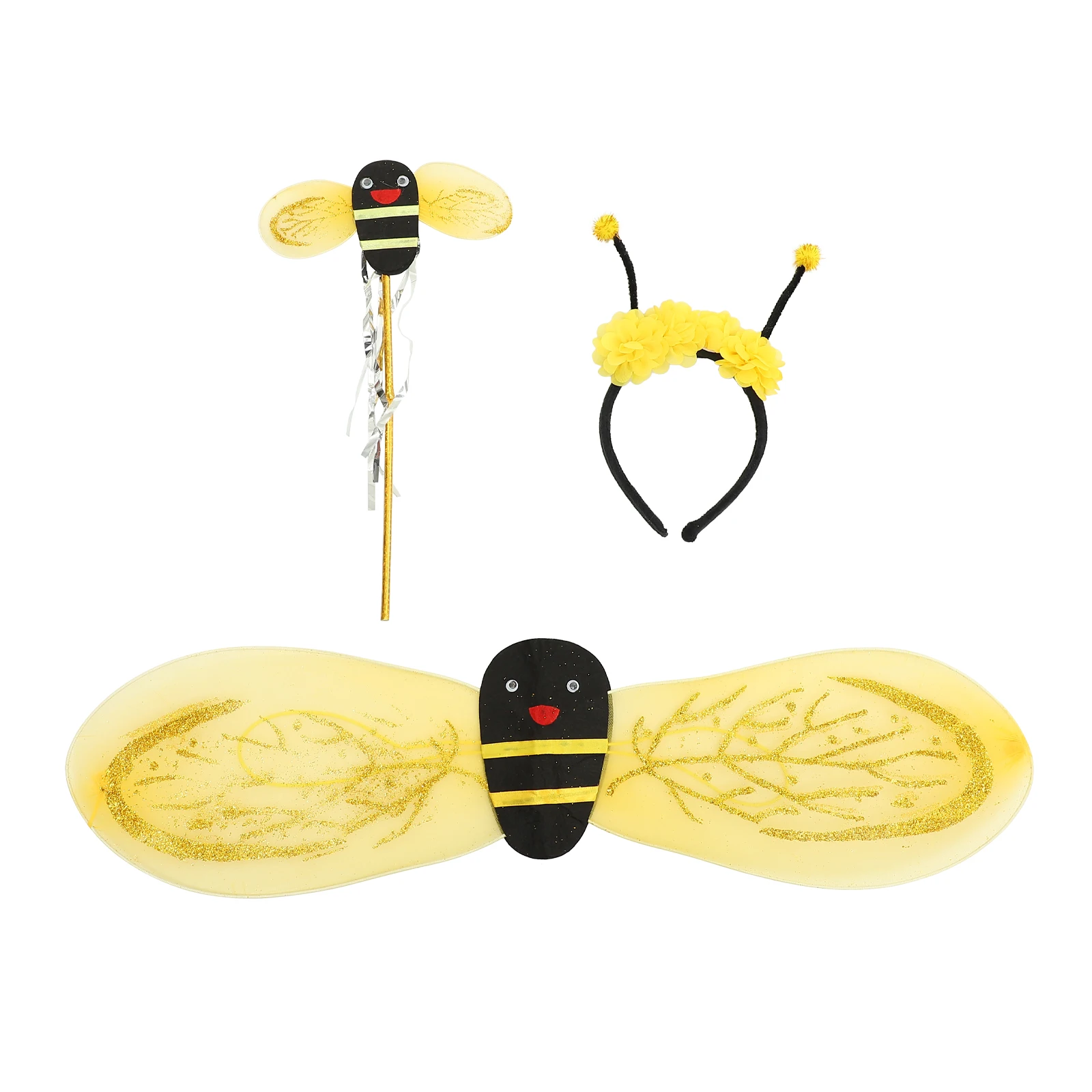 

3pcs Bee Fairy Costume Set Festival Performance Hair Decor Wings Accessories for Party Dress Up Props