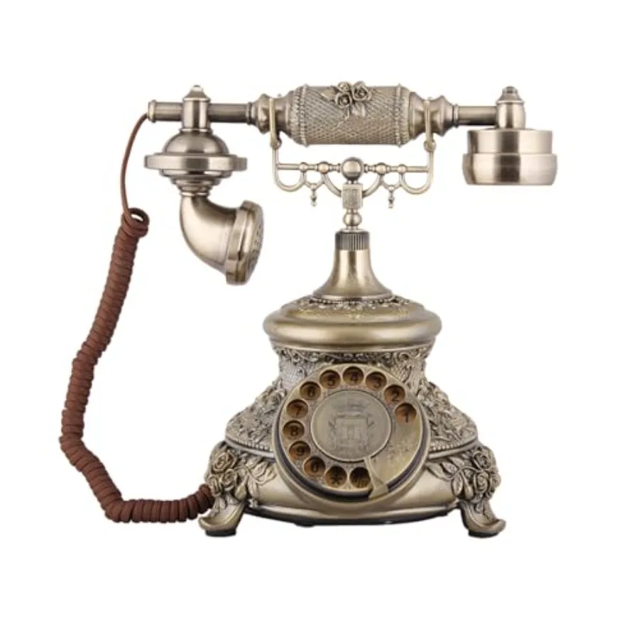 

Retro Vintage Telephone, Bronze Antique Style Landline Home Phone, Decorative Old Fashioned Rotary Dial Desk Phones, Home Offic