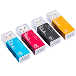 Lector de tarjetas de aleación 4 puertos USB2.0 Micro SD TF M2 MS Pro Duo MMC SDHC DV adaptador de tarjeta de memoria para cámara de teléfono con indicador LED