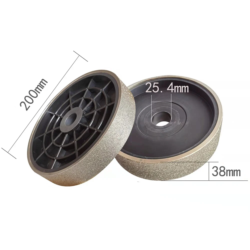 Electroplate Coated Diamond Grinding Sharpener Wheel Accessory Disc Diameter 200mm Width 38mm For Glass Tungsten Steel Polishing