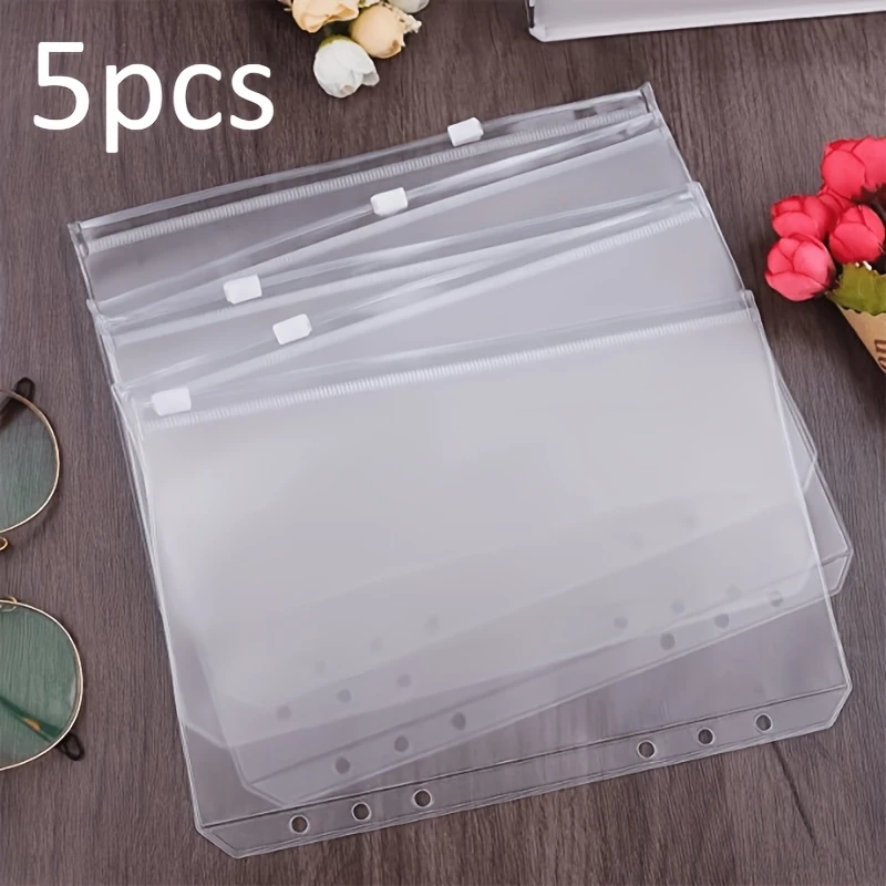 

Binder Pockets Binder Zipper Folders Transparent Loose Leaf Binder For 6-Hole Pouch PVC Zipper Bag A5 Hand Account Book Bag