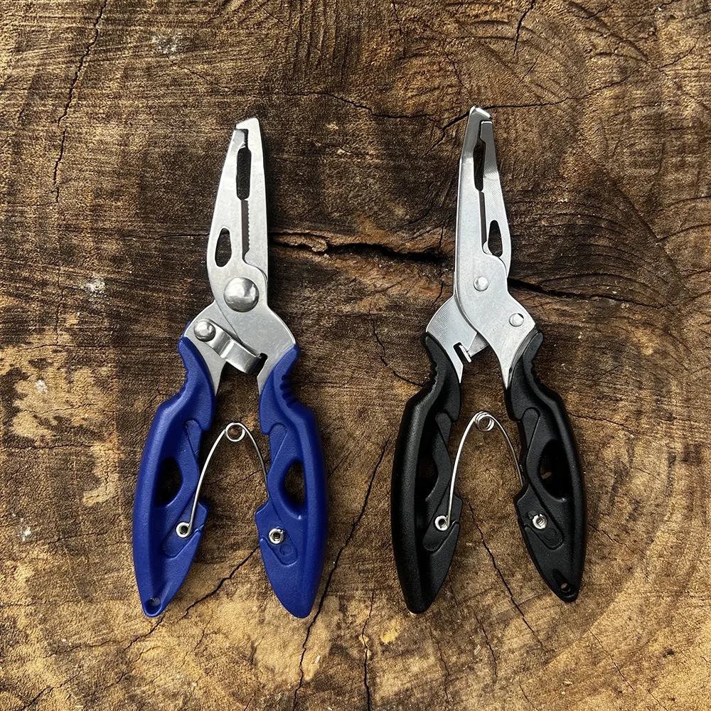 

Multi-functional curved-mouth pliers for cutting line, unhooking hook and open coil outdoor fishing tool pliers