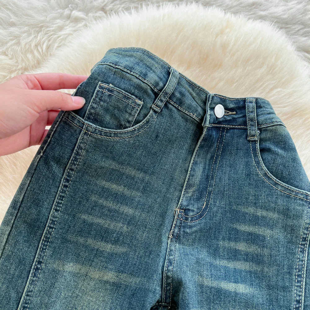 أنيقة عارضة المرأة أنيقة شرابة ضئيلة خمر السراويل عالية الخصر أزياء الخريف فام ملابس حريمي #3