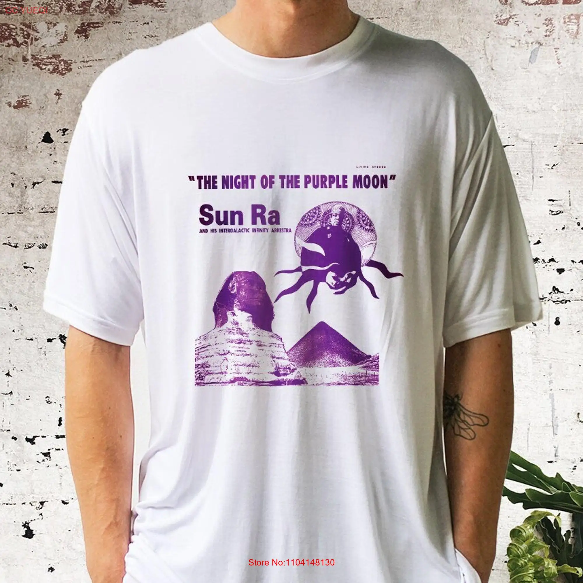 Camiseta de bambú orgánico Sun Ra, camisa de noche de la luna púrpura, Jazz Funk, álbum de arte hecho a mano, ecológico, manga larga o corta
