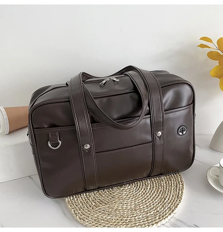 Student Handbag JK Uniform Bag Single Shoulder PU Uniform Bag Commuter Document Backpack Computer Bag Travel Bag