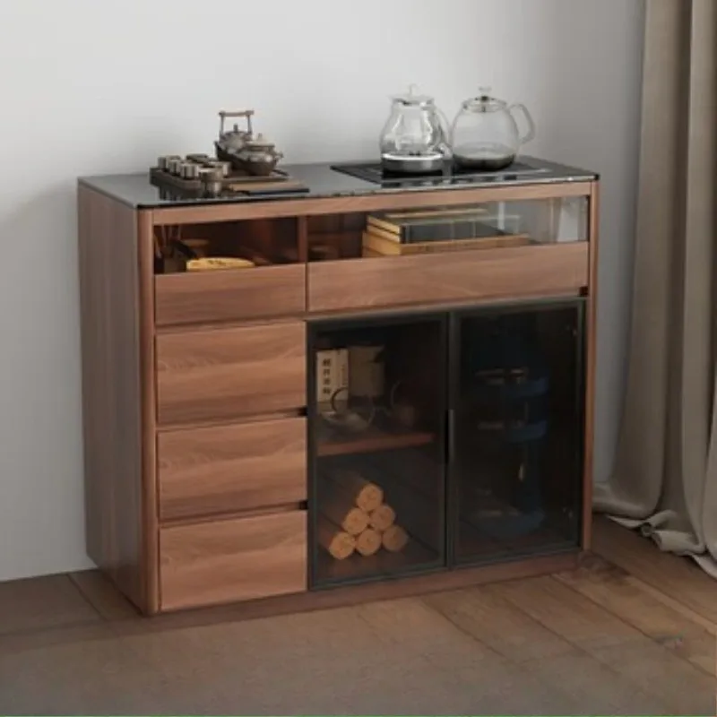 

Medieval style all-solid wood TV cabinet coffee table combination, small apartment living room floor