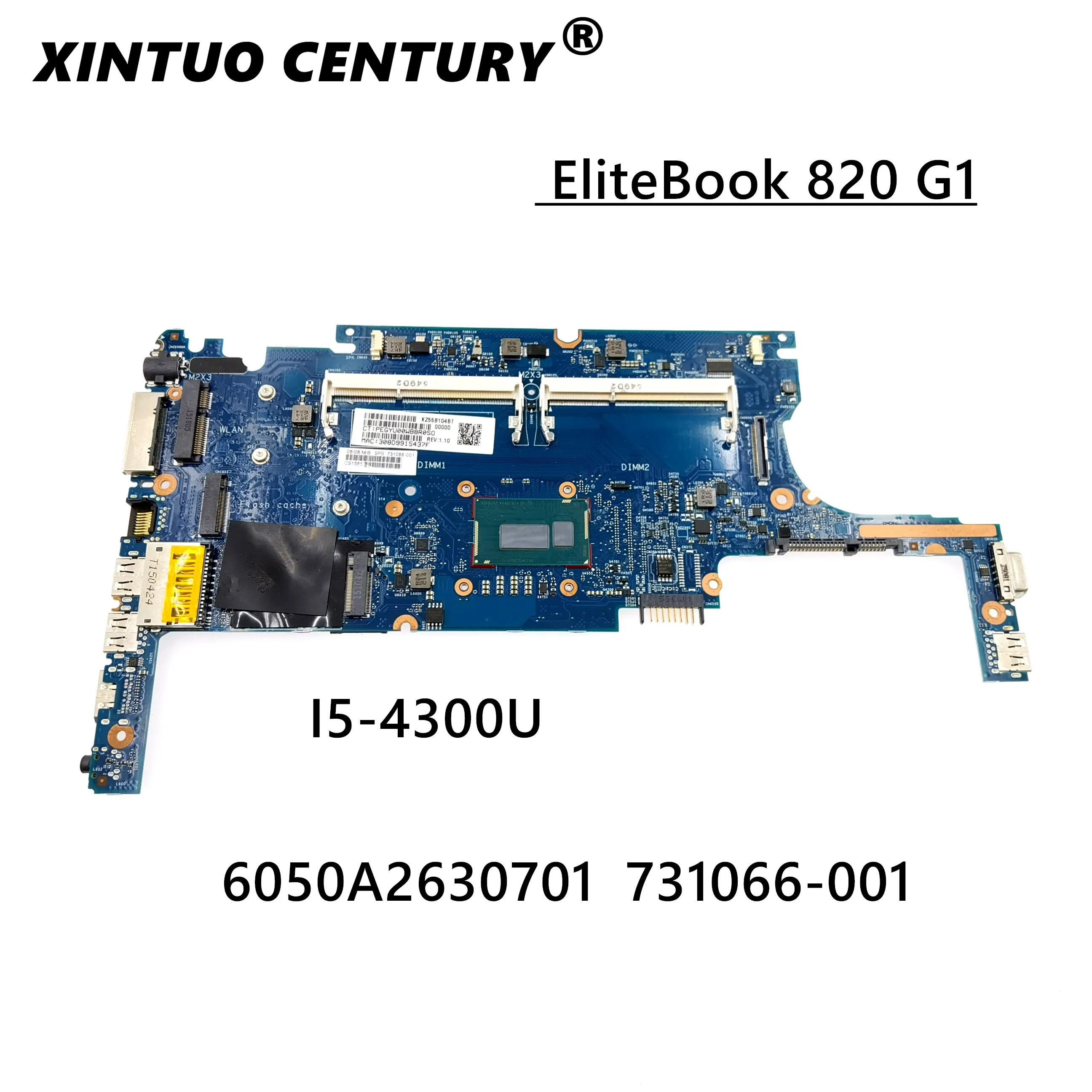 

For HP EliteBook 820 G1 731066-001 Genuine Working Laptop Motherboard 6050A2630701-MB-A01 w/ i5-4300U CPU