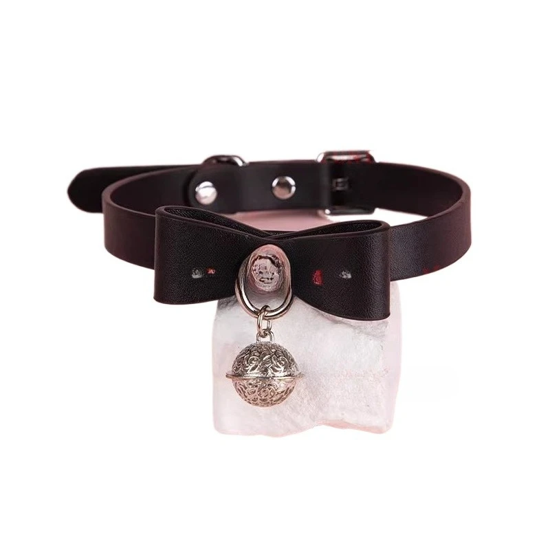 

Bell Collar Cowhide Women's M Bow Necklace Jewelry Traction Chain